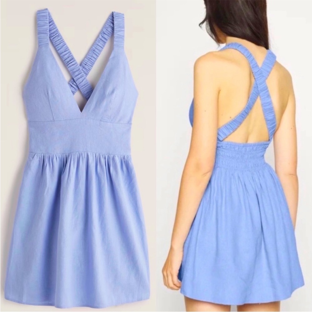 Abercrombie & Fitch Light Blue Crossback Cotton Mini Dress